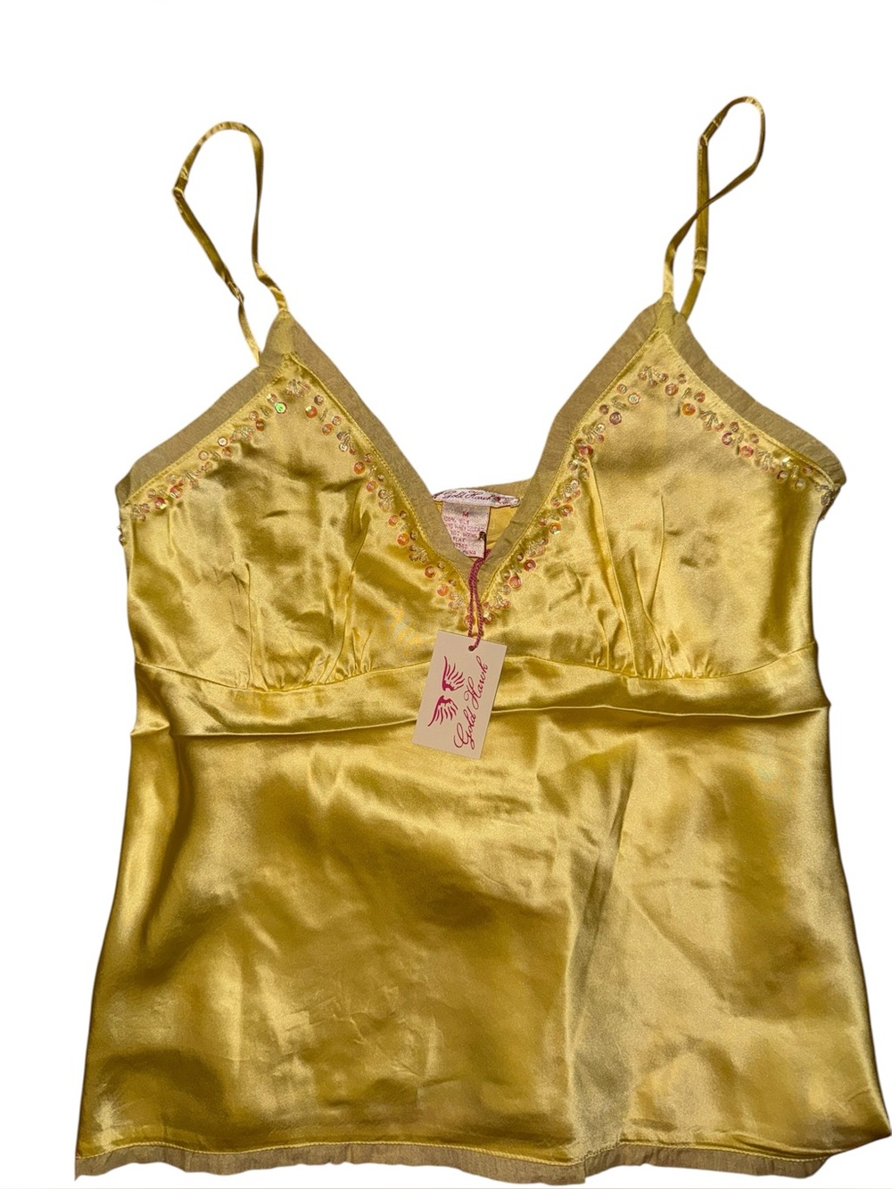 Gold hawk embellished trim sunshine cami medium nwt